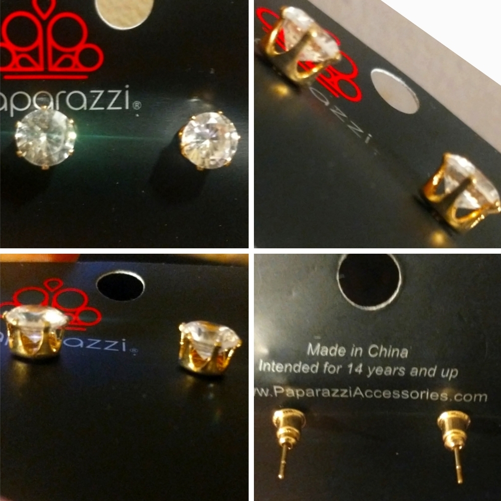 Paparazzi Accessories Rhinestone Studs Gold-tone Prong Settings Fashion Earrings